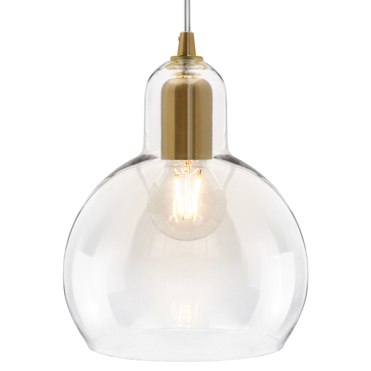 Modern Retro Ceiling Brass Pendant Light Transparent Globe Glass Lamp Shade