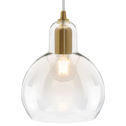 Modern Retro Ceiling Brass Pendant Light Transparent Globe Glass Lamp Shade