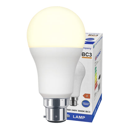 15w 3 Pin Light Bulb LED Warm White 3000K BC3