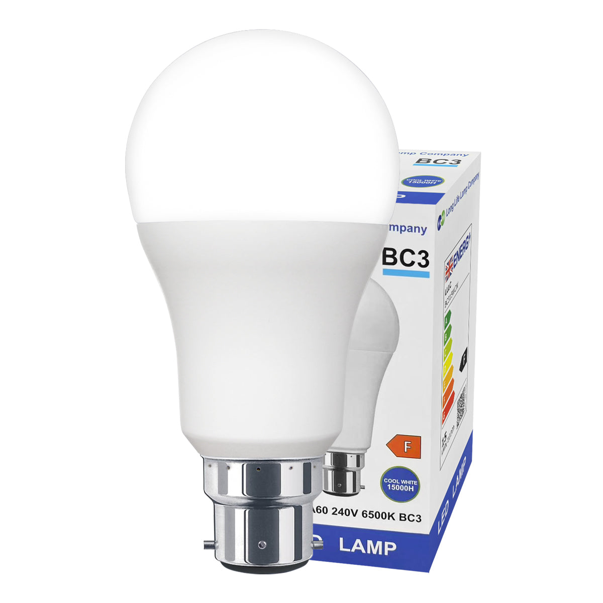 15w 3 Pin Light Bulb LED Cool White 6500k BC3
