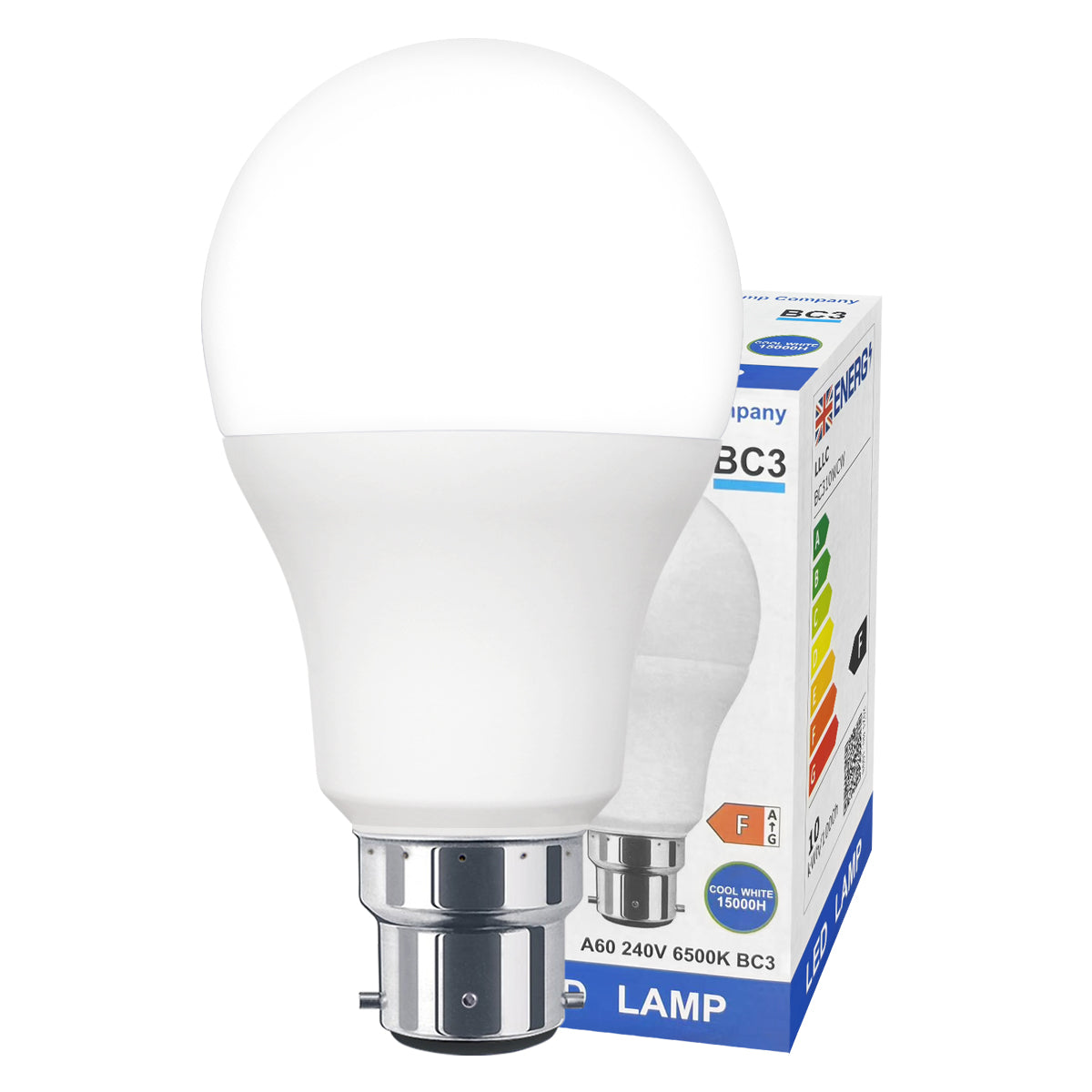 10w 3 Pin Light Bulb LED Cool White 6500k BC3 - Free delivery on all orders
