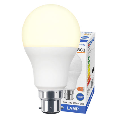 10w 3 Pin Light Bulb LED Warm White 3000k BC3 - Free delivery on all orders