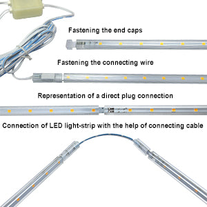 4 x 30cm Plug In LED Under Kitchen Cupboard Cabinet Strip Light Warm White