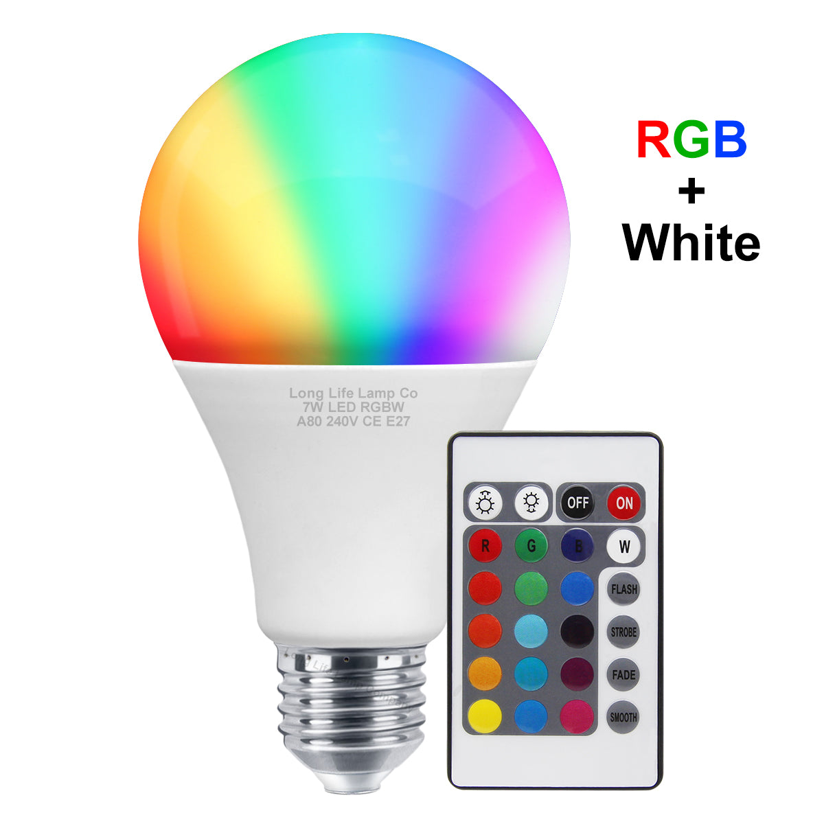 7w RGB LED Colour Changing Light Bulb Remote Control High Brightness Built in Memory E27