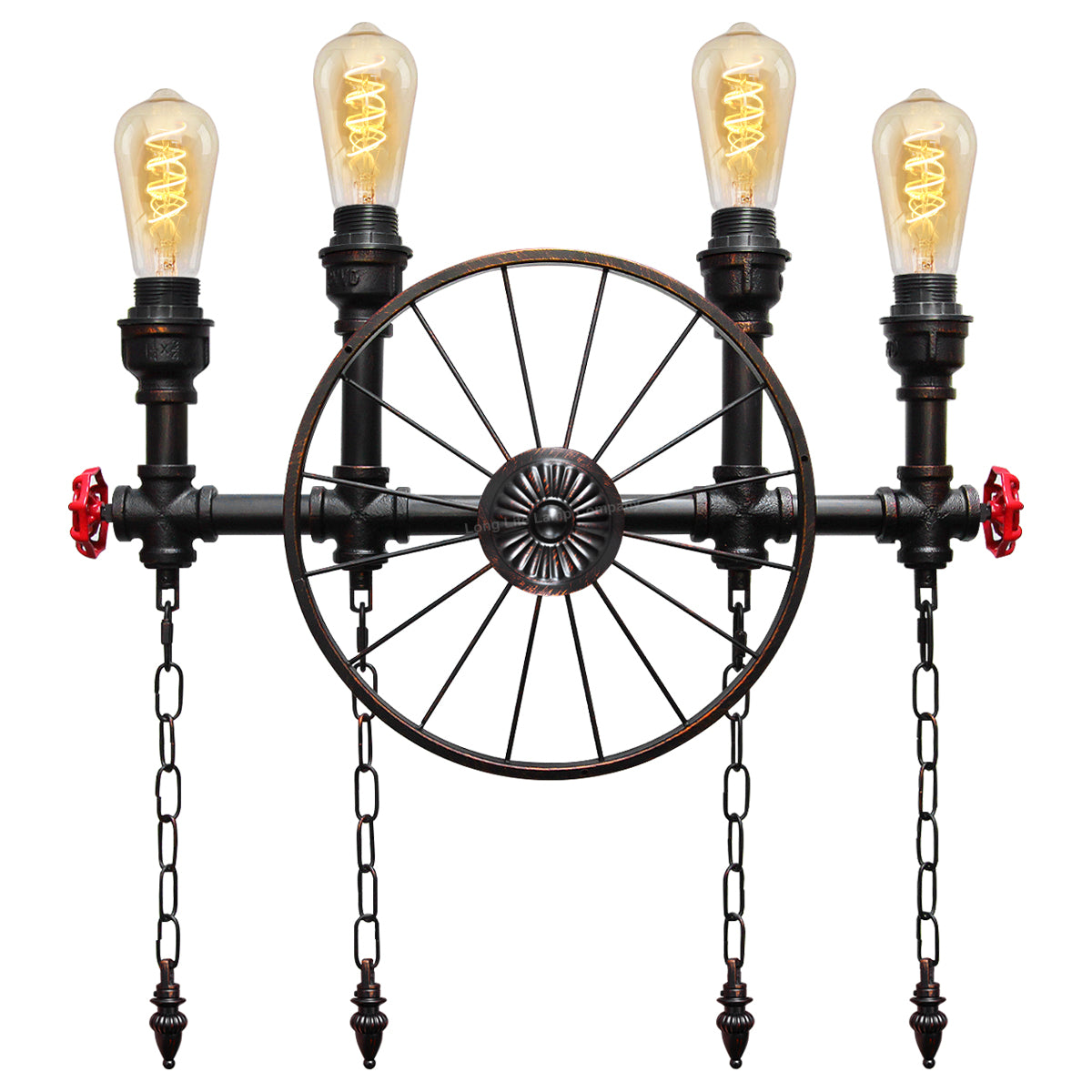 Vintage Industrial Water Pipe Wall Light Steampunk Nautical Wheel M0159
