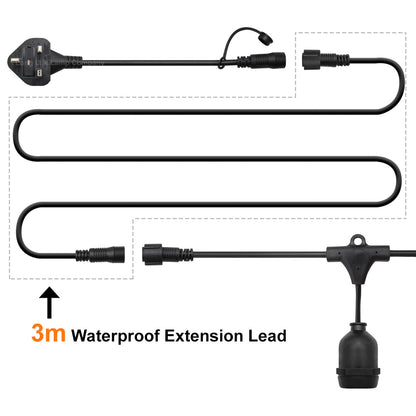 3M Extension Wire for Festoon Party Light Heavy Duty Outdoor Connecting Cable - Energy Light Bulbs - Free delivery on all orders