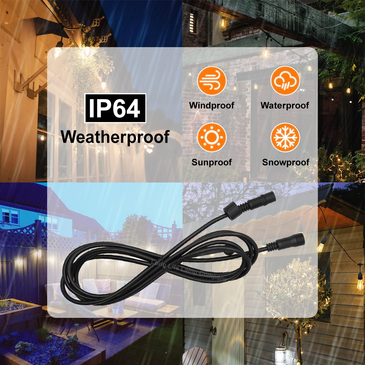 3M Extension Wire for Festoon Party Light Heavy Duty Outdoor Connecting Cable - Energy Light Bulbs - Free delivery on all orders