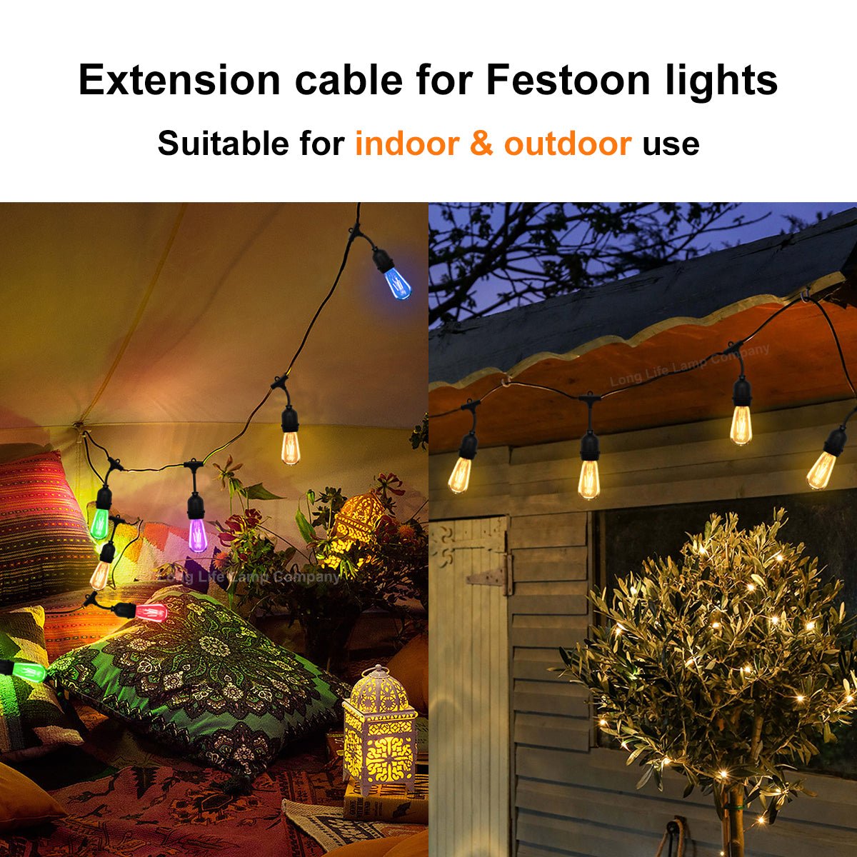 3M Extension Wire for Festoon Party Light Heavy Duty Outdoor Connecting Cable - Energy Light Bulbs - Free delivery on all orders