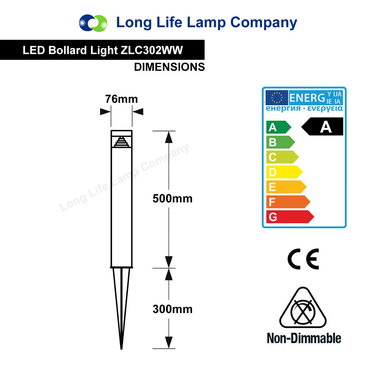 3w Black LED Bollard Post Ground Spike Light Warm White - Energy Light Bulbs - Free delivery on all orders