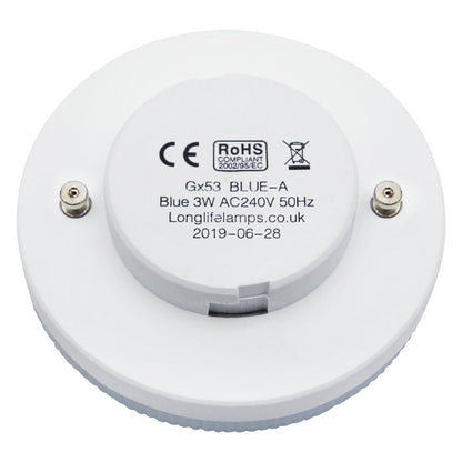 3w Blue GX53 LED Light Bulb Replacement For CFL Round - Energy Light Bulbs - Free delivery on all orders