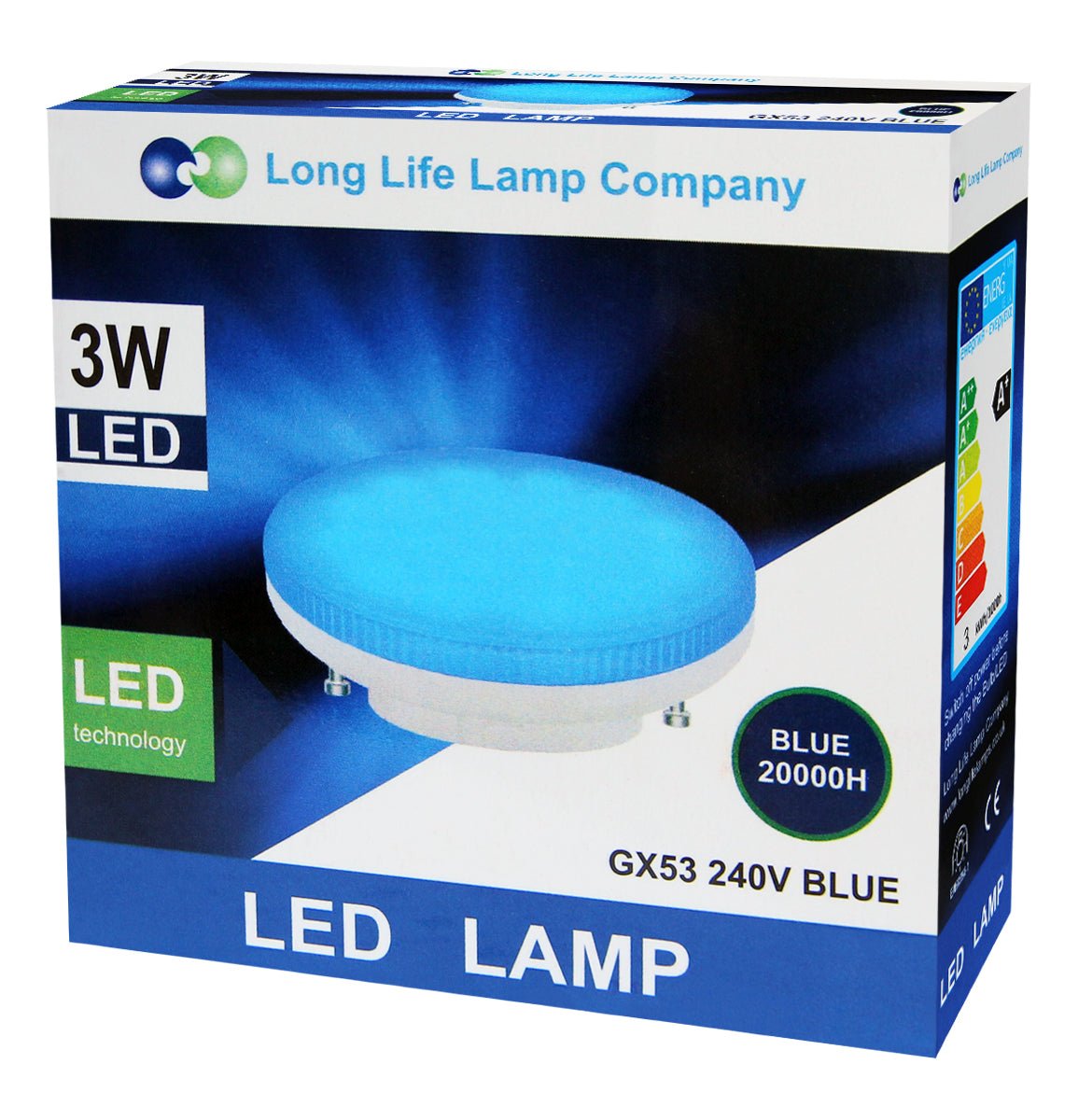 3w Blue GX53 LED Light Bulb Replacement For CFL Round - Energy Light Bulbs - Free delivery on all orders