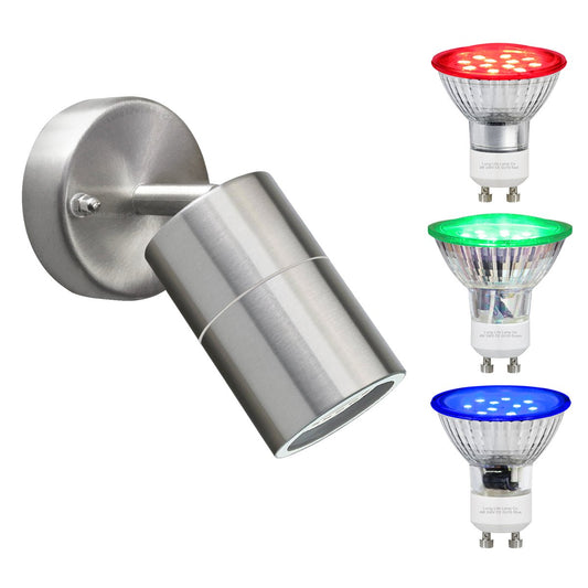 3w Coloured LED Single Wall Light (Adjustable) Red, Green, Blue - Energy Light Bulbs - Free delivery on all orders