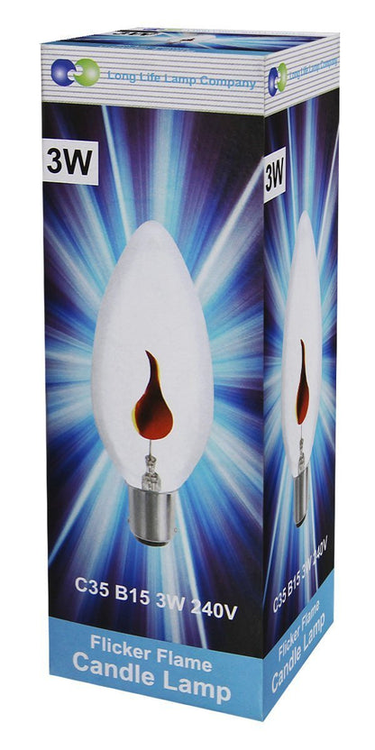 3w Flicker Flame Candle Light Bulb B15 Small Bayonet - Energy Light Bulbs - Free delivery on all orders