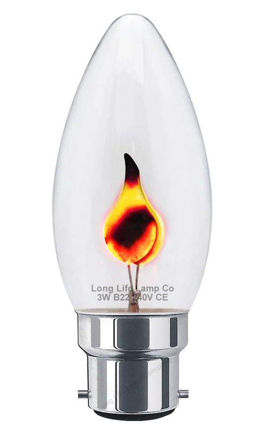 3w Flicker Flame Candle Light Bulb B22 Bayonet - Energy Light Bulbs - Free delivery on all orders