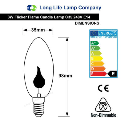 3w Flicker Flame Candle Light Bulb E14 - Energy Light Bulbs - Free delivery on all orders