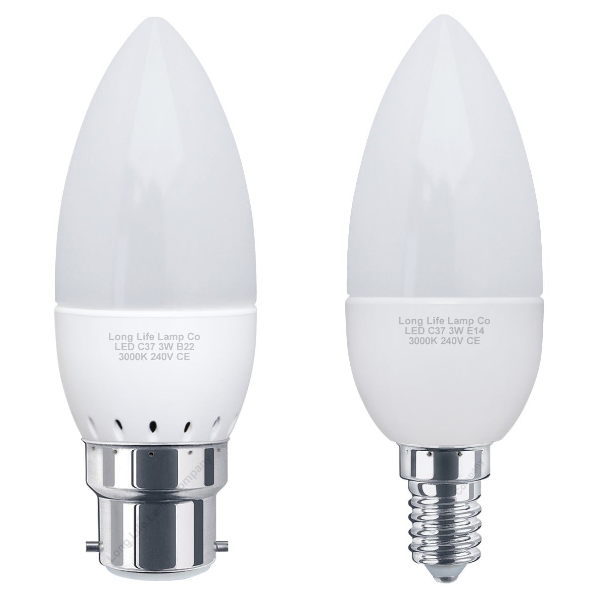 3w Frosted Cover LED Candle Warm White 3000K 2Pack Or 4Pack Or 8Pack Or 10Pack - Energy Light Bulbs - Free delivery on all orders