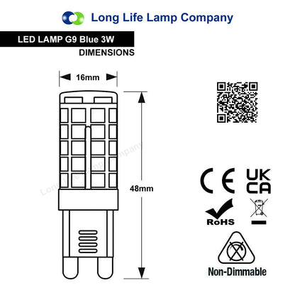 3w G9 LED Bulb Blue Replacement For Halogen Capsule - Energy Light Bulbs - Free delivery on all orders