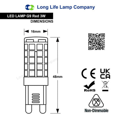 3w G9 LED Bulb Red Replacement For Halogen Capsule Lamp - Energy Light Bulbs - Free delivery on all orders