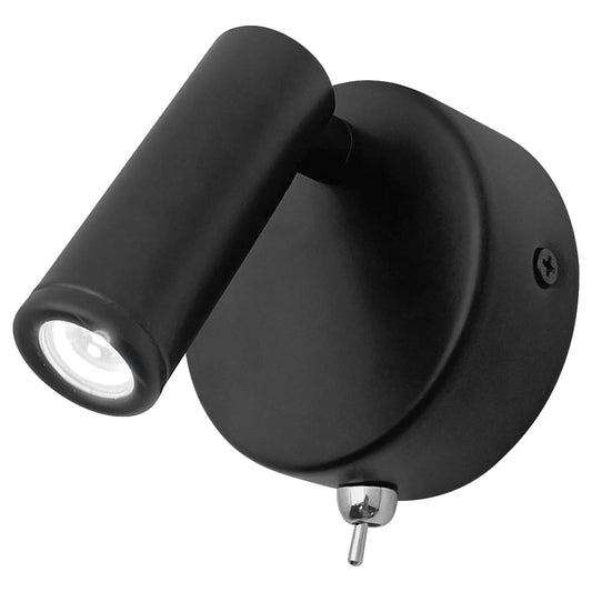 3W LED Adjustable Black Wall Mounted Bedside Light Switched Cool White BW06 - Energy Light Bulbs - Free delivery on all orders
