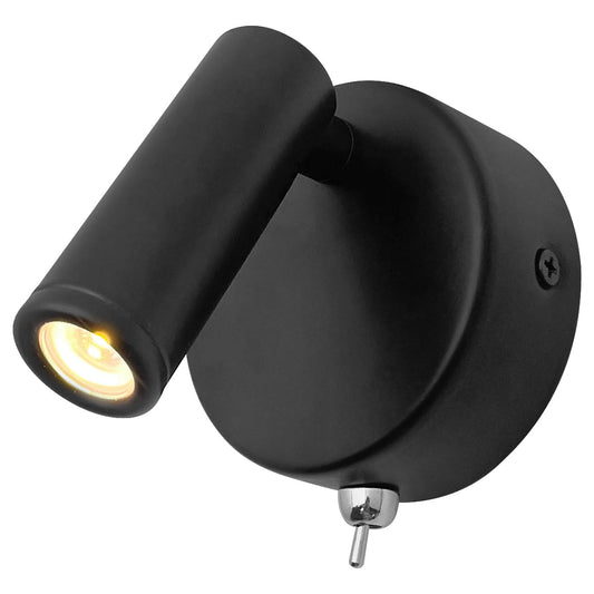 3W LED Adjustable Black Wall Mounted Bedside Light Switched Warm White BW05 - Energy Light Bulbs - Free delivery on all orders