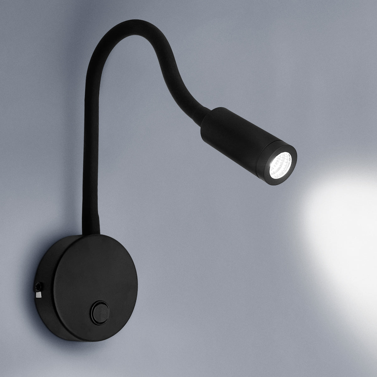 3W LED Adjustable Black Wall Mounted Reading Light with Flexible Arm Cool White 6000K - Energy Light Bulbs - Free delivery on all orders