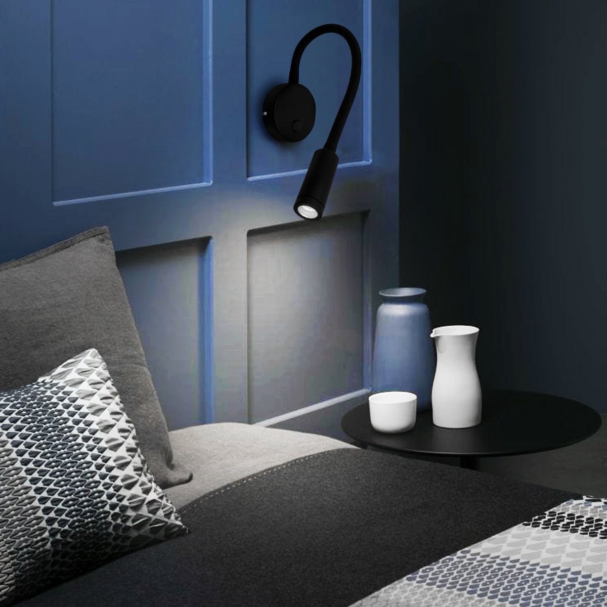 3W LED Adjustable Black Wall Mounted Reading Light with Flexible Arm Cool White 6000K - Energy Light Bulbs - Free delivery on all orders