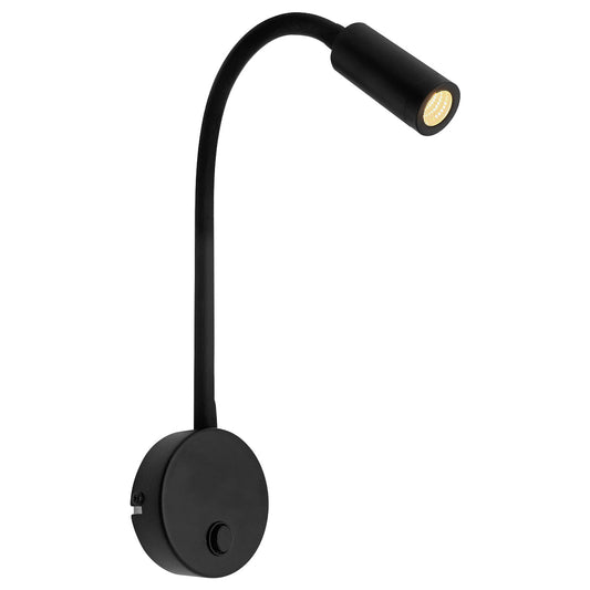 3W LED Adjustable Black Wall Mounted Reading Light with Flexible Arm Warm White 3000K - Energy Light Bulbs - Free delivery on all orders