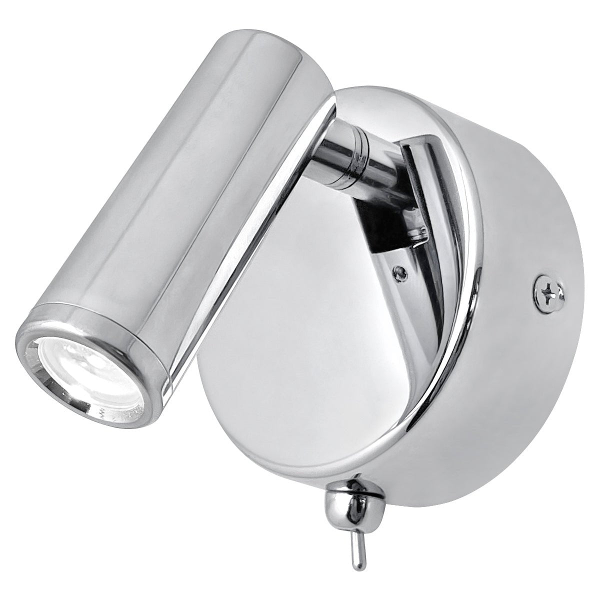 3W LED Adjustable Chrome Wall Mounted Bedside Light Switched Cool White BW10 - Energy Light Bulbs - Free delivery on all orders