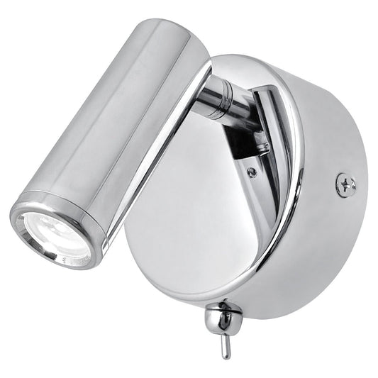 3W LED Adjustable Chrome Wall Mounted Bedside Light Switched Cool White BW10 - Energy Light Bulbs - Free delivery on all orders