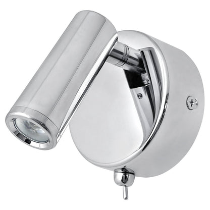 3W LED Adjustable Chrome Wall Mounted Bedside Light Switched Cool White BW10 - Energy Light Bulbs - Free delivery on all orders