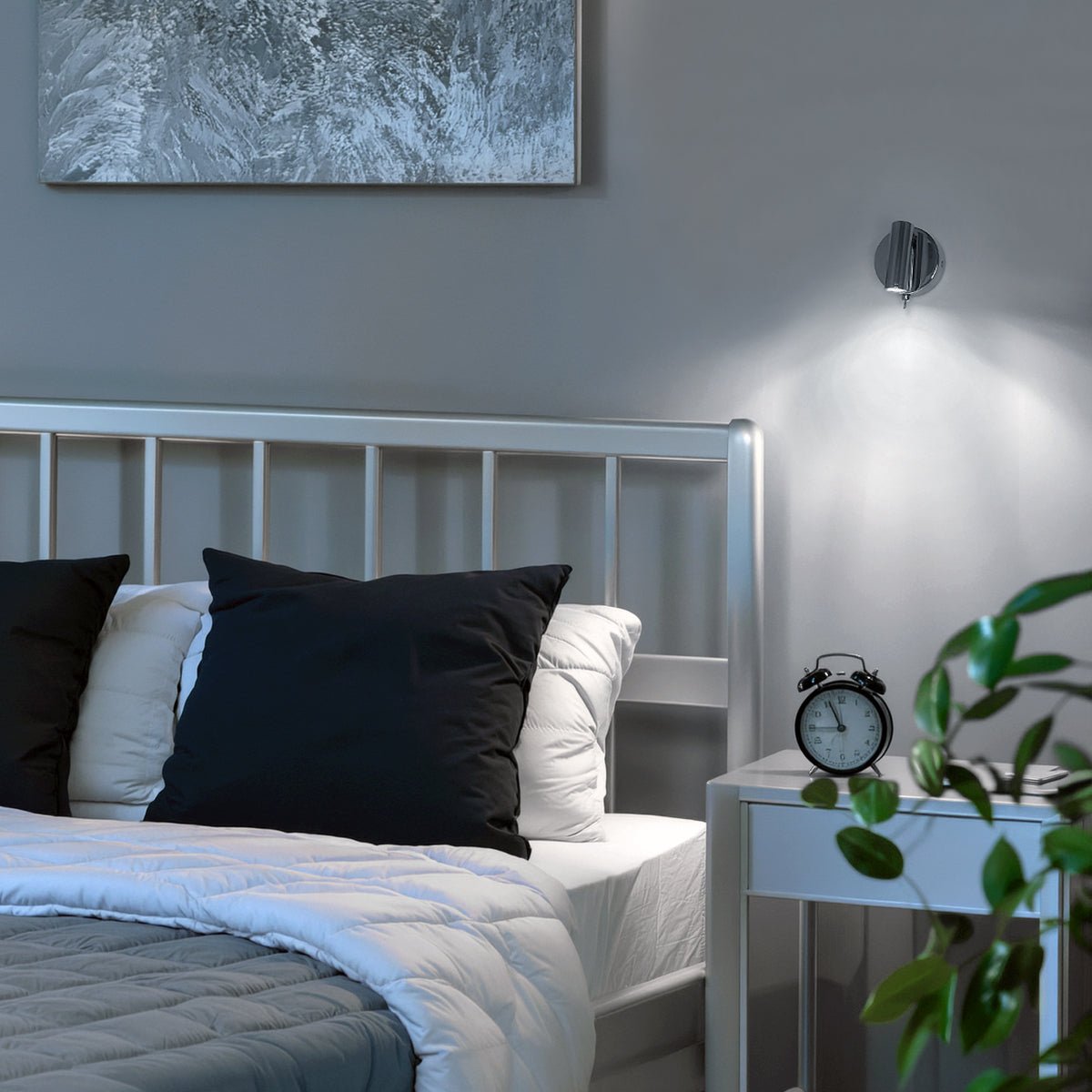 3W LED Adjustable Chrome Wall Mounted Bedside Light Switched Cool White BW10 - Energy Light Bulbs - Free delivery on all orders