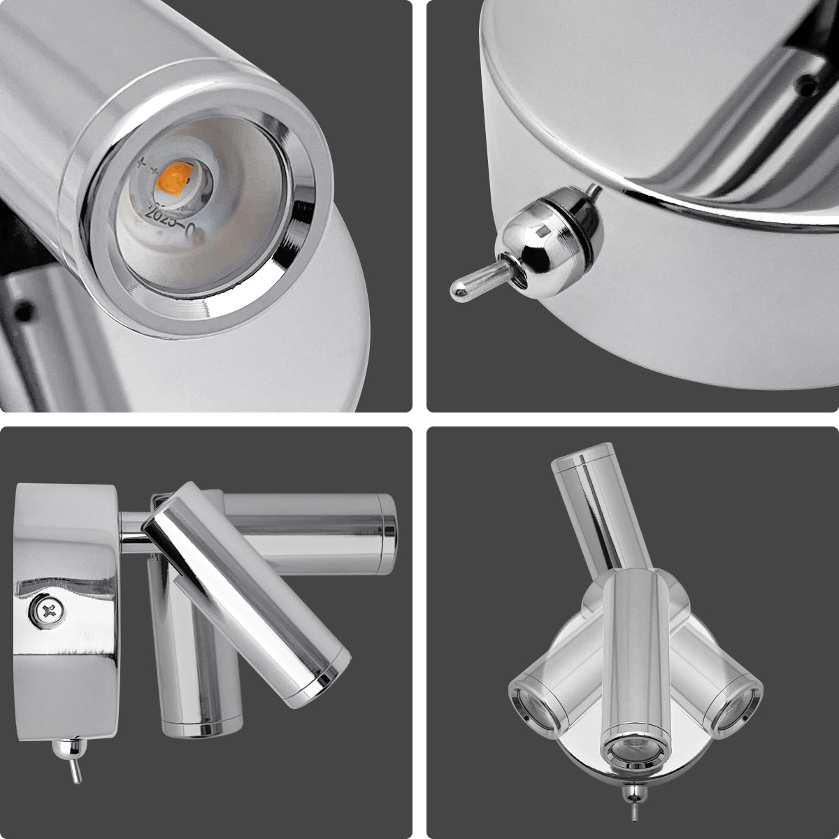 3W LED Adjustable Chrome Wall Mounted Bedside Light Switched Warm White BW09 - Energy Light Bulbs - Free delivery on all orders