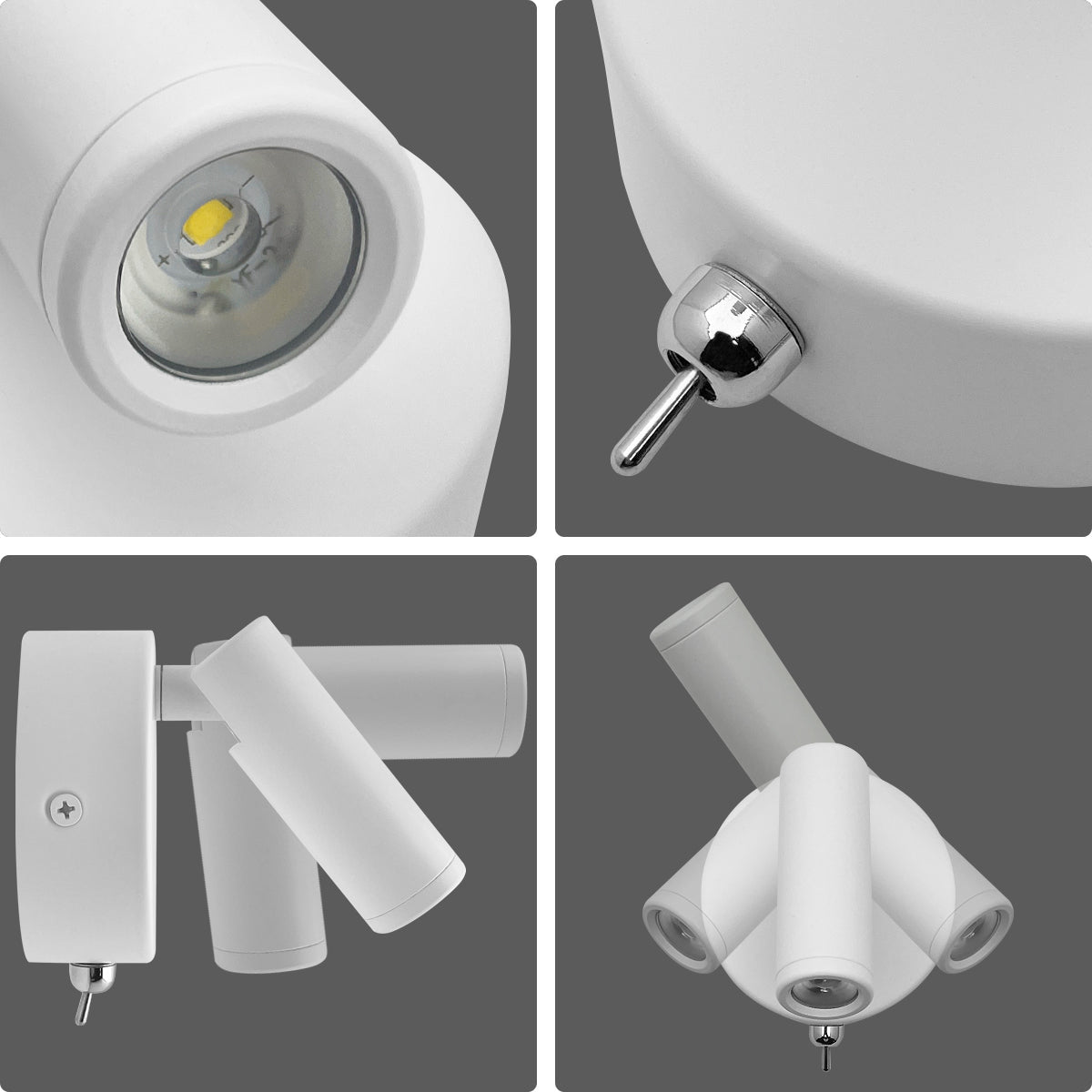 3W LED Adjustable White Wall Mounted Bedside Light Switched Cool White BW08 - Energy Light Bulbs - Free delivery on all orders