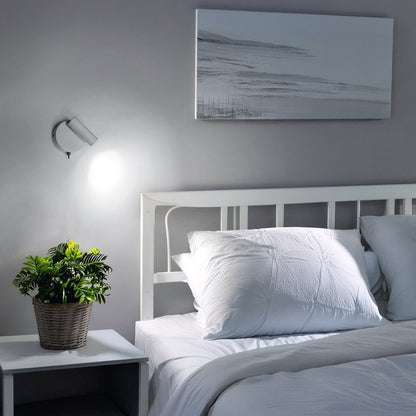 3W LED Adjustable White Wall Mounted Bedside Light Switched Cool White BW08 - Energy Light Bulbs - Free delivery on all orders