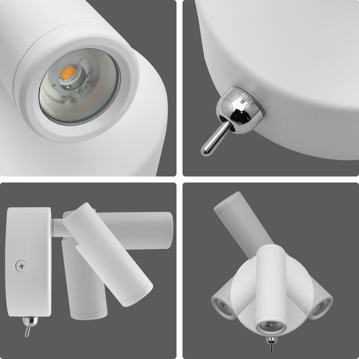 3W LED Adjustable White Wall Mounted Bedside Light Switched Warm White BW07 - Energy Light Bulbs - Free delivery on all orders