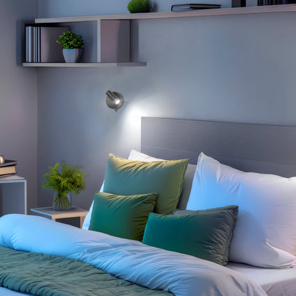 3W LED Bedside Reading Wall Light Brushed Chrome Cool White 6500K BW12 - Energy Light Bulbs - Free delivery on all orders