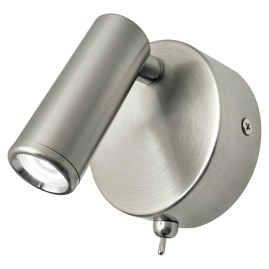 3W LED Bedside Reading Wall Light Brushed Chrome Cool White 6500K BW12 - Energy Light Bulbs - Free delivery on all orders