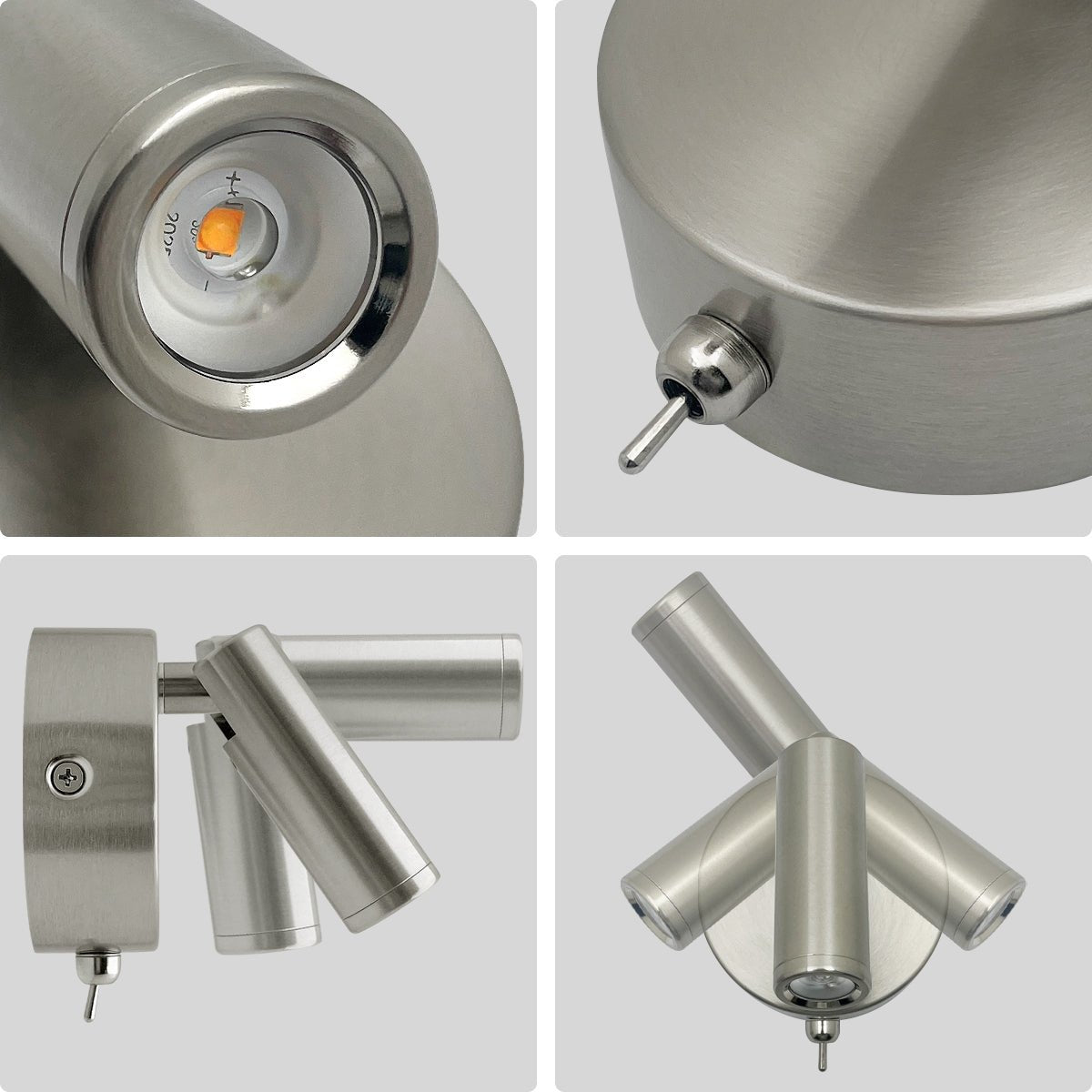 3W LED Bedside Reading Wall Light Brushed Chrome Warm White 3000K BW11 - Energy Light Bulbs - Free delivery on all orders