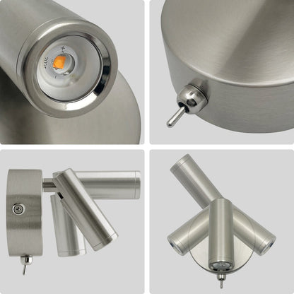 3W LED Bedside Reading Wall Light Brushed Chrome Warm White 3000K BW11 - Energy Light Bulbs - Free delivery on all orders