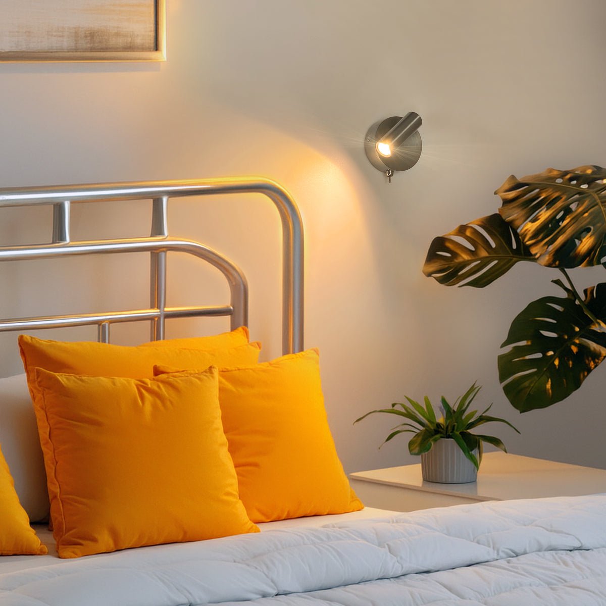 3W LED Bedside Reading Wall Light Brushed Chrome Warm White 3000K BW11 - Energy Light Bulbs - Free delivery on all orders