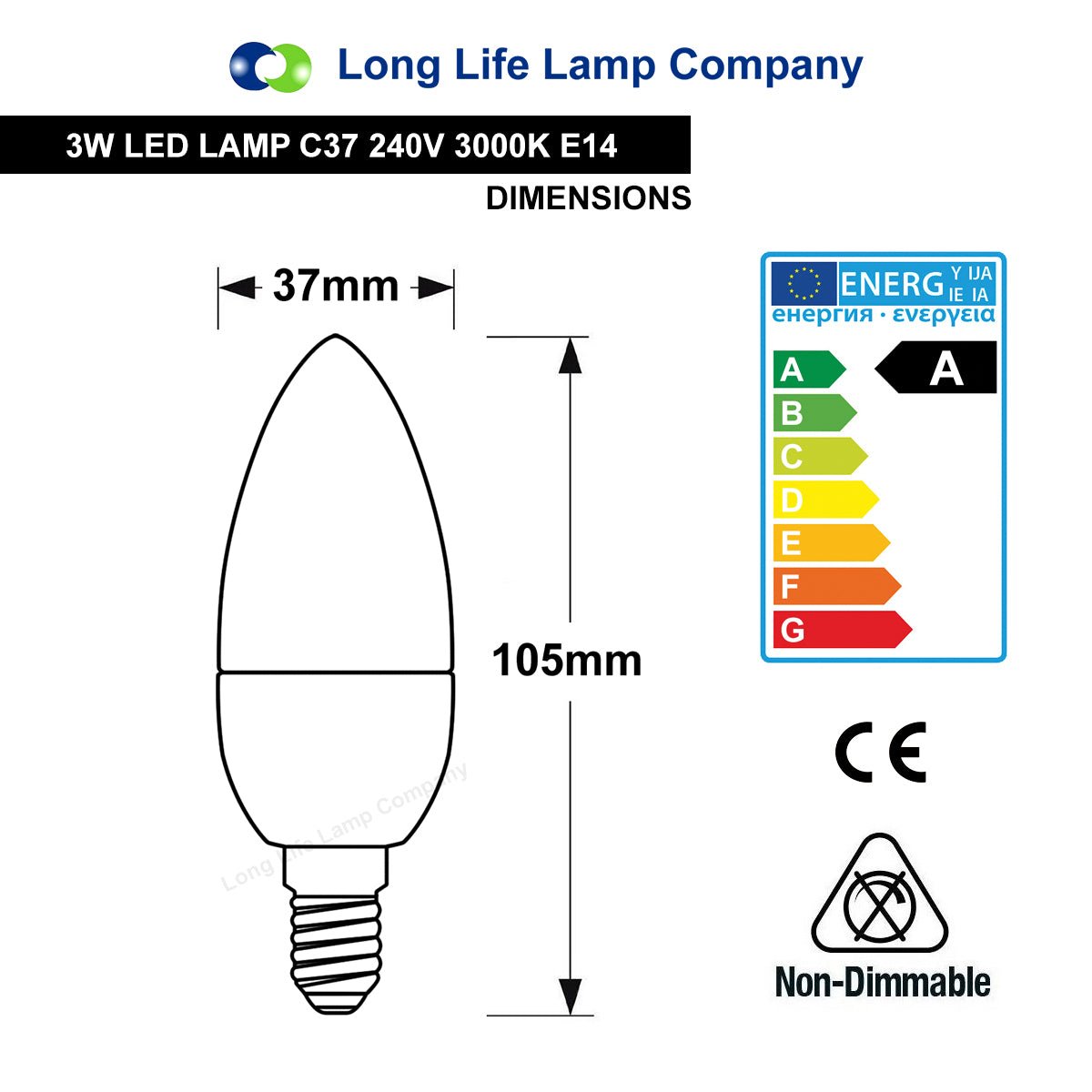 3w LED Candle SES E14 Warm White - Energy Light Bulbs - Free delivery on all orders