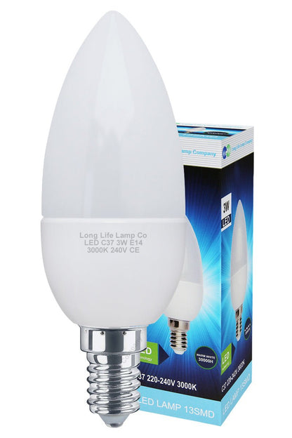 3w LED Candle SES E14 Warm White - Energy Light Bulbs - Free delivery on all orders