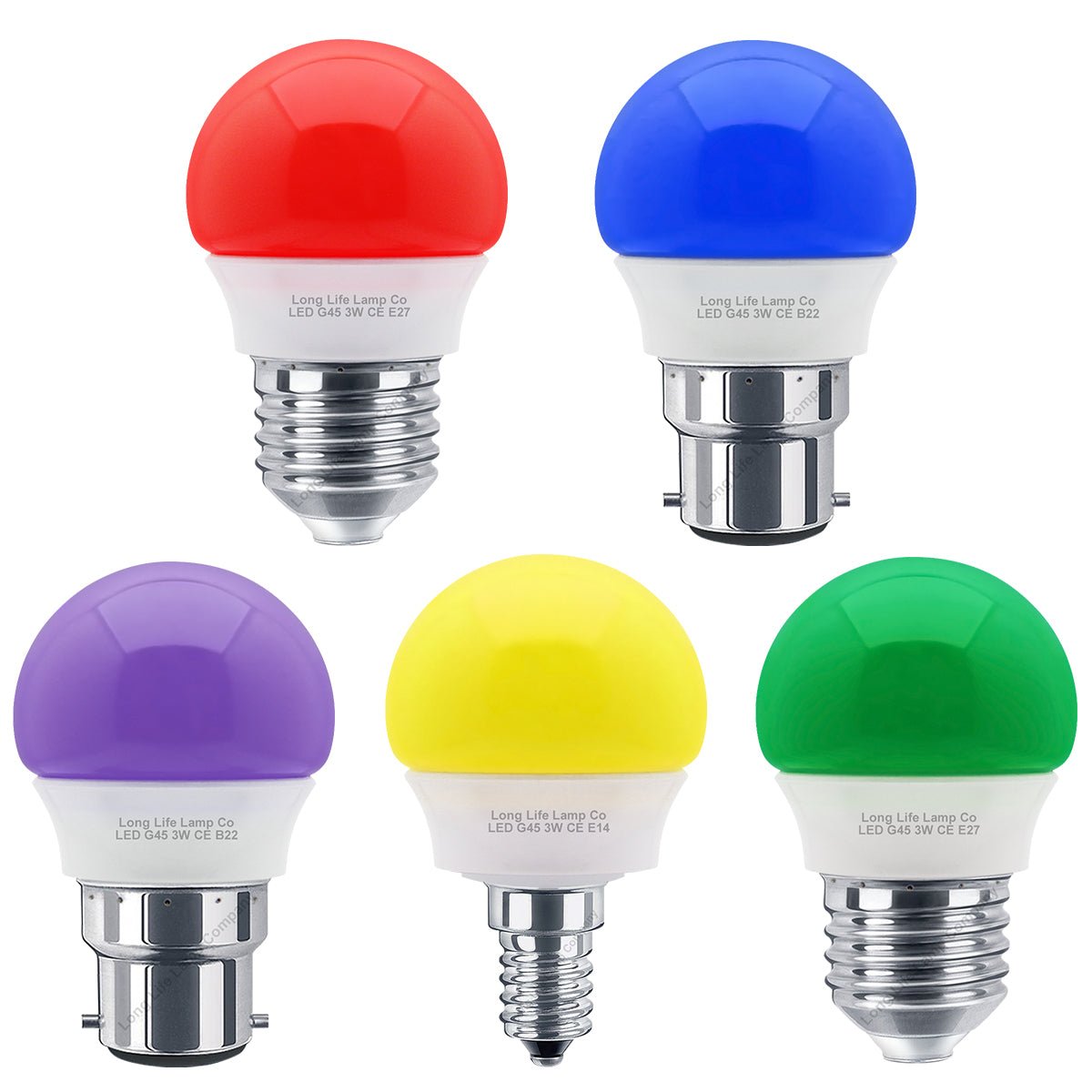 3w LED Coloured Mini Globe Golf Balls E27 E14 B22 - Energy Light Bulbs - Free delivery on all orders