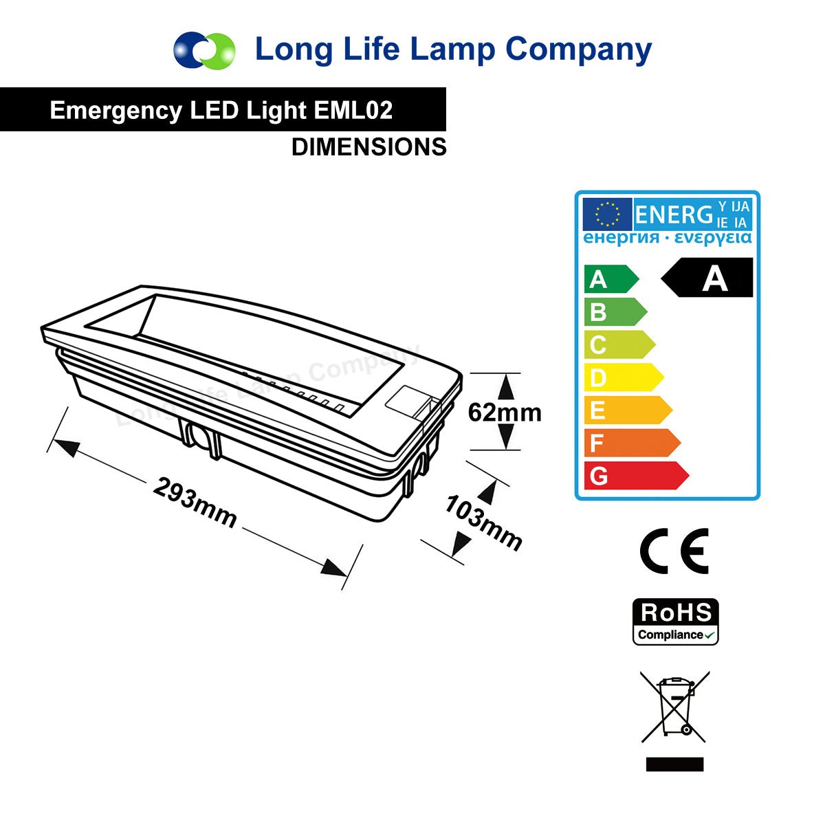 3w LED Emergency Light Non - Maintained/Maintained 180 Minutes with Green Legend Fire Exit EML02 - Energy Light Bulbs - Free delivery on all orders