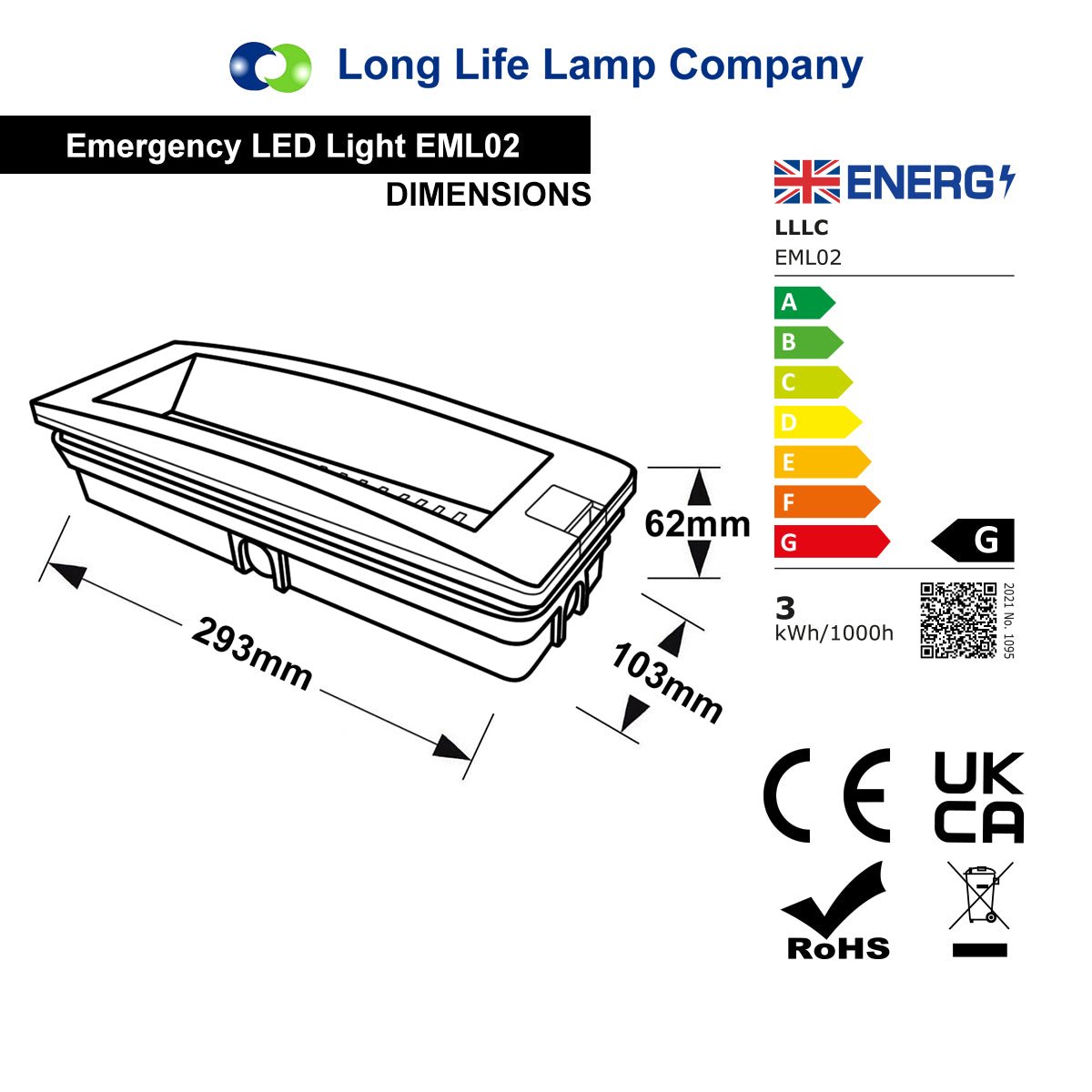 3w LED Emergency Light Non-Maintained/Maintained 180 Minutes with Green Legend Fire Exit EML02 - Free delivery on all orders