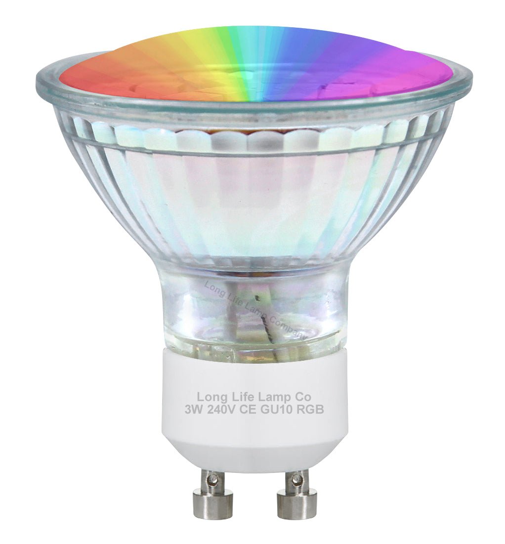 3w LED GU10 Automatic Colour Change Red Green Blue RGB Light Bulb - Energy Light Bulbs - Free delivery on all orders