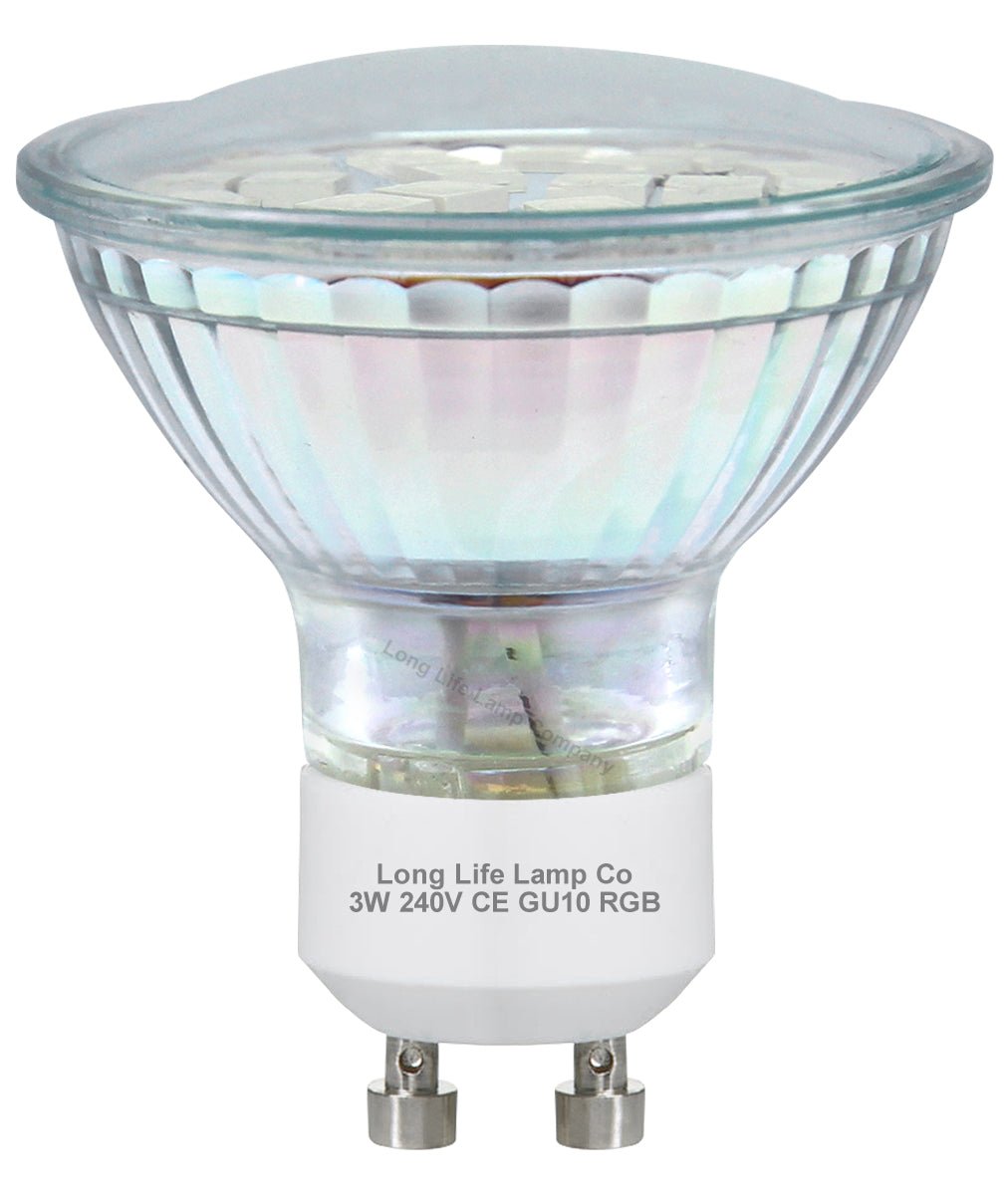 3w LED GU10 Automatic Colour Change Red Green Blue RGB Light Bulb - Energy Light Bulbs - Free delivery on all orders