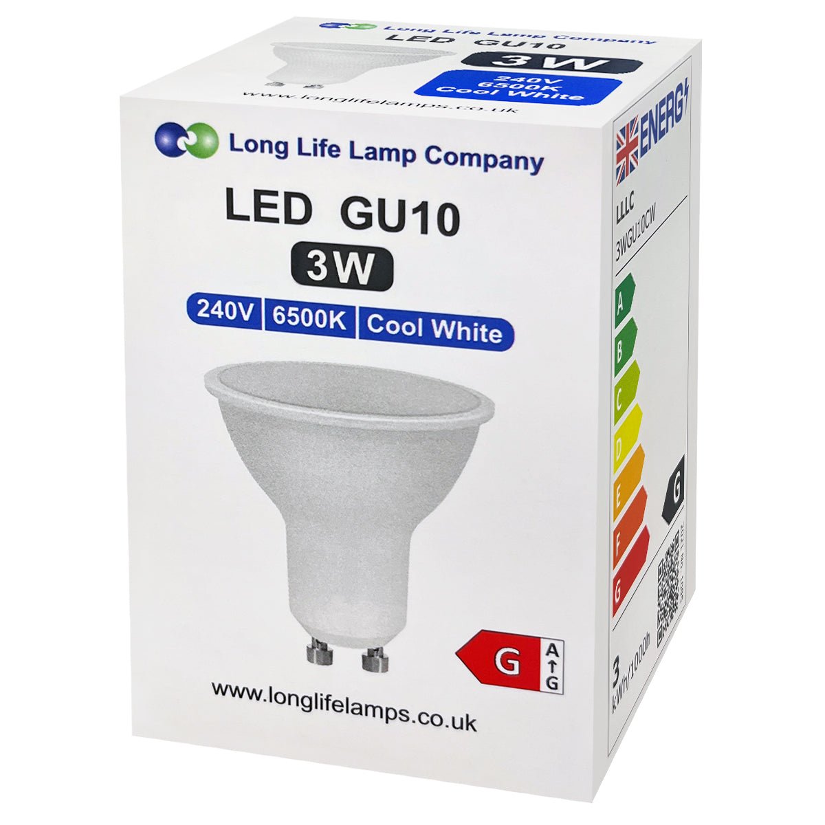 3W LED GU10 Light Bulb Cool White 6500K 5 Pack or 10 PACK - Free delivery on all orders