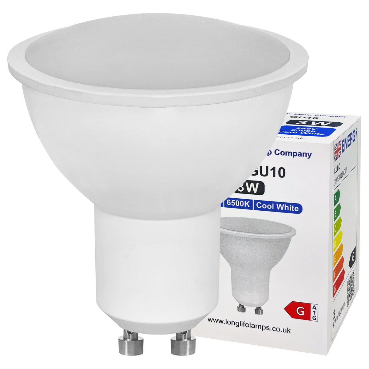 3W LED GU10 Light Bulb Cool White 6500K 5 Pack or 10 PACK - Free delivery on all orders