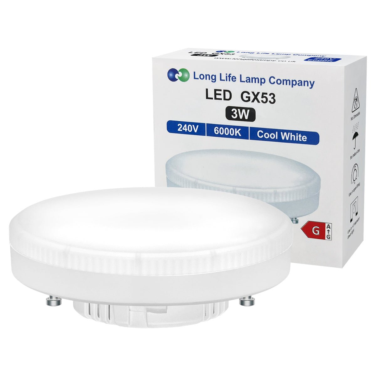 3w LED GX53 Cool White Light - Energy Light Bulbs - Free delivery on all orders